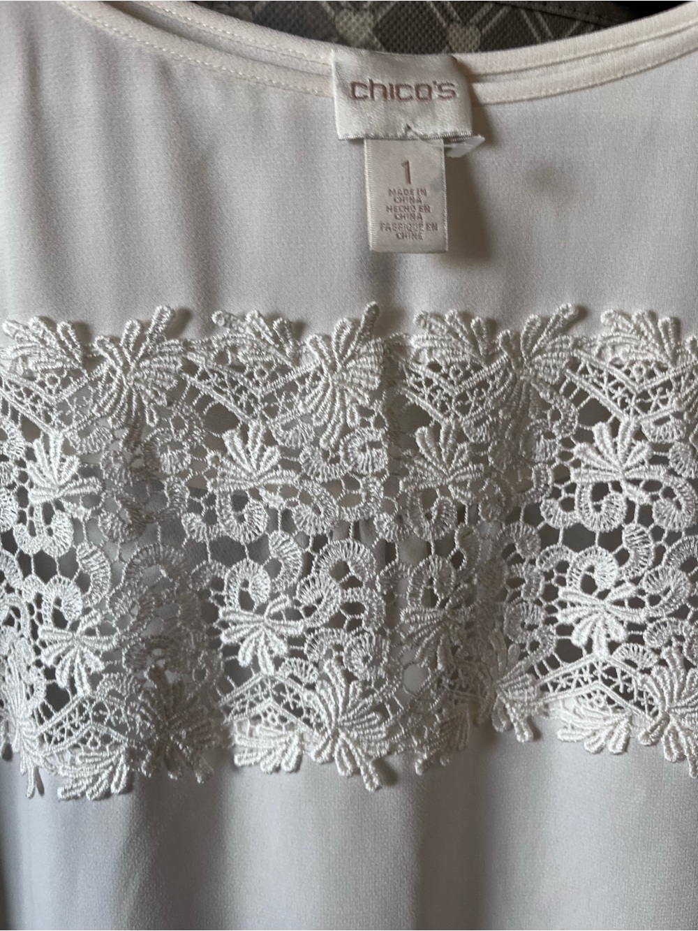 Chico's White Floral Lace Panel Top - Picture 4 of 11